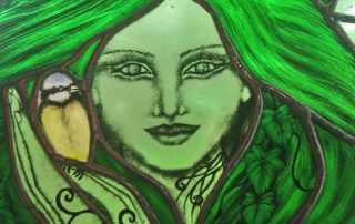 green lady stained glass