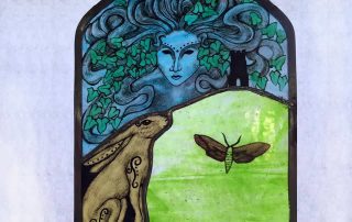 mother-nature stained glass panel