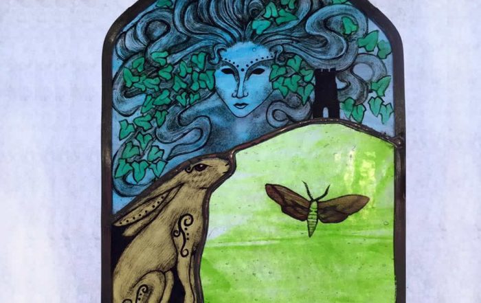 mother-nature stained glass panel
