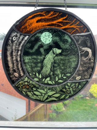 roundel stained glass panel