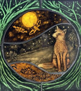Little Fox Stained Glass Panel