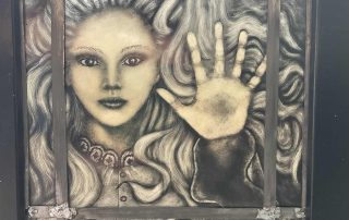 wooden framed stained glass haunting wuthering heights stained glass
