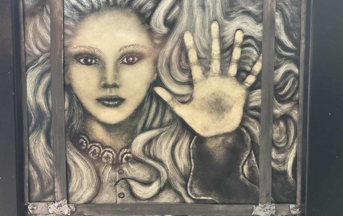 wooden framed stained glass haunting wuthering heights stained glass