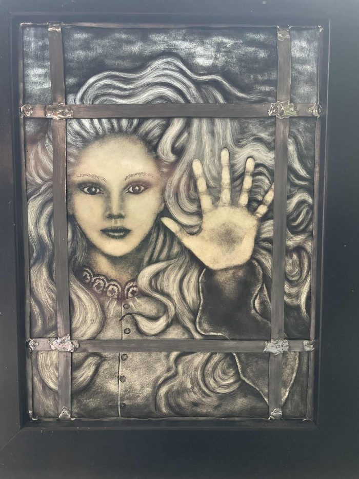 wooden framed stained glass haunting wuthering heights stained glass